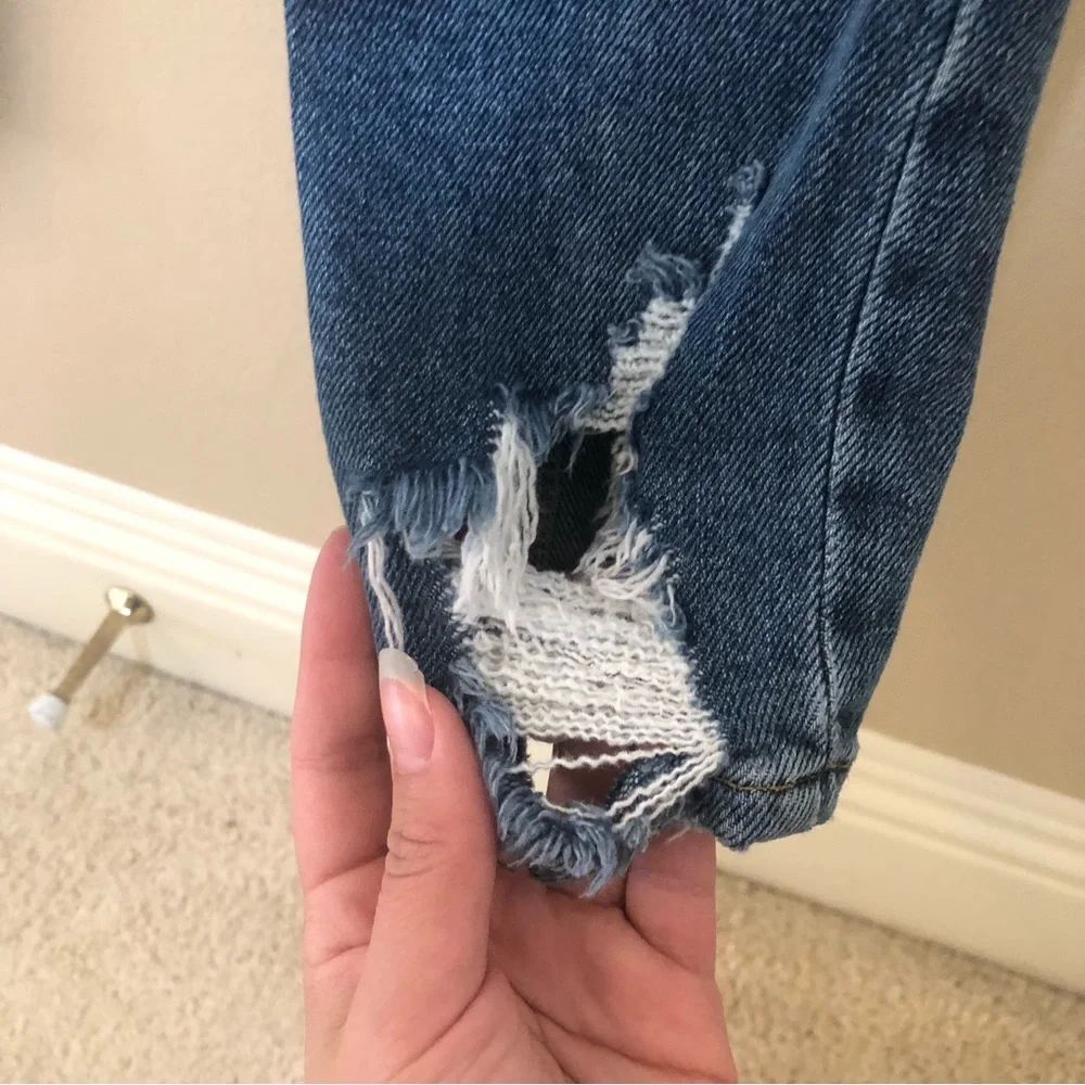 Free people we the free phoenix distressed blown out knees high rise jeans